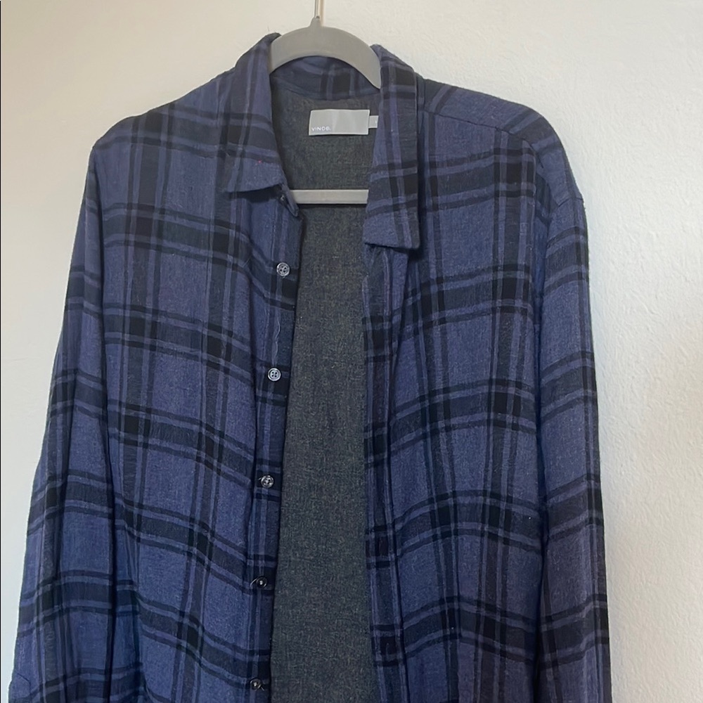 Vince Blue Checkered Shirt Jacket
